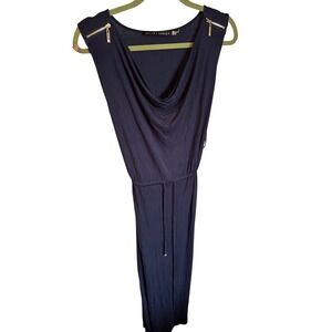 Ivanka Trump Navy Blue Maxi Dress Sleeveless Cowl Neck Womens Medium